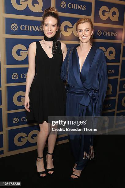 Sophie Lowe and Gracie Otto arrives ahead of the 2015 GQ Men Of The Year Awards on November 10, 2015 in Sydney, Australia.