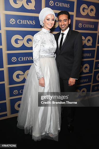 Susan Carland and Waleed Aly arrives ahead of the 2015 GQ Men Of The Year Awards on November 10, 2015 in Sydney, Australia.