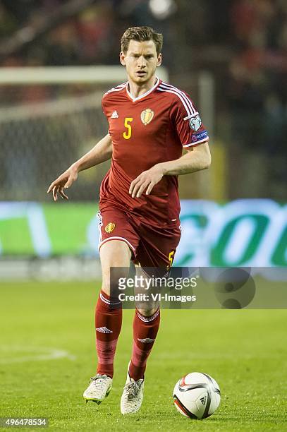 Jan Vertonghen of Belgium during the UEFA EURO 2016 qualifying match between Belgium and Cyprus on March 28, 2015 at the Koning Boudewijn stadium in...