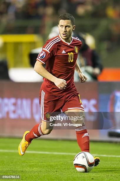 Eden Hazard of Belgium during the UEFA EURO 2016 qualifying match between Belgium and Cyprus on March 28, 2015 at the Koning Boudewijn stadium in...