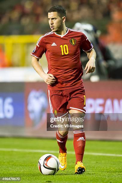 Eden Hazard of Belgium during the UEFA EURO 2016 qualifying match between Belgium and Cyprus on March 28, 2015 at the Koning Boudewijn stadium in...