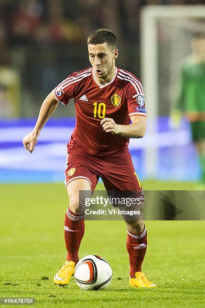 Eden Hazard of Belgium during the UEFA EURO 2016 qualifying match between Belgium and Cyprus on March 28, 2015 at the Koning Boudewijn stadium in...