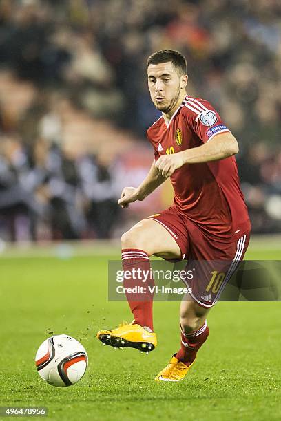 Eden Hazard of Belgium during the UEFA EURO 2016 qualifying match between Belgium and Cyprus on March 28, 2015 at the Koning Boudewijn stadium in...