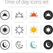 Time of the day simple icons set