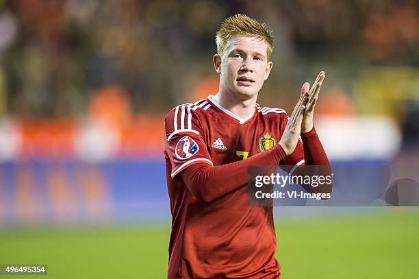 Kevin de Bruyne of Belgium during the UEFA EURO 2016 qualifying match between Belgium and Cyprus on March 28, 2015 at the Koning Boudewijn stadium in...