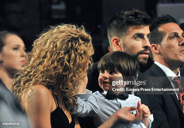 Shakira, Gerard Pique and their son Milan Pique attend the Catalonian Football Federation Award to Gerard Pique as Best Catalonian football player on...