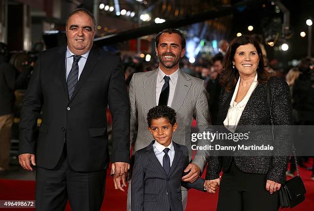 Cristiano Ronaldo's mother Maria Dolores Aveiro and son Cristiano Ronaldo Jnr attends the World Premiere of "Ronaldo" at Vue West End on November 9,...