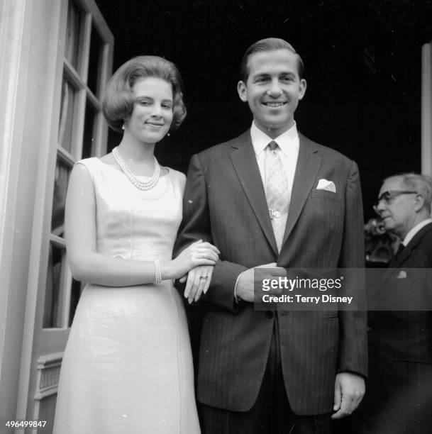 King Constantine of Greece and his wife, Princess Anne Marie of Denmark, on a visit to Copenhagen, September 13th 1964.