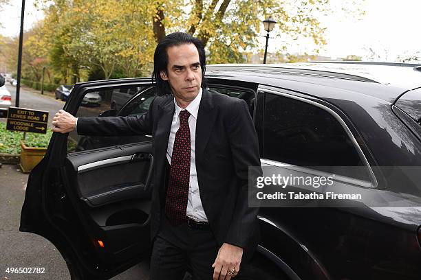 Musician Nick Cave attends the inquest into his son's death at Brighton Coroner's Court on November 10, 2015 in Brighton, England. Arthur Cave aged...