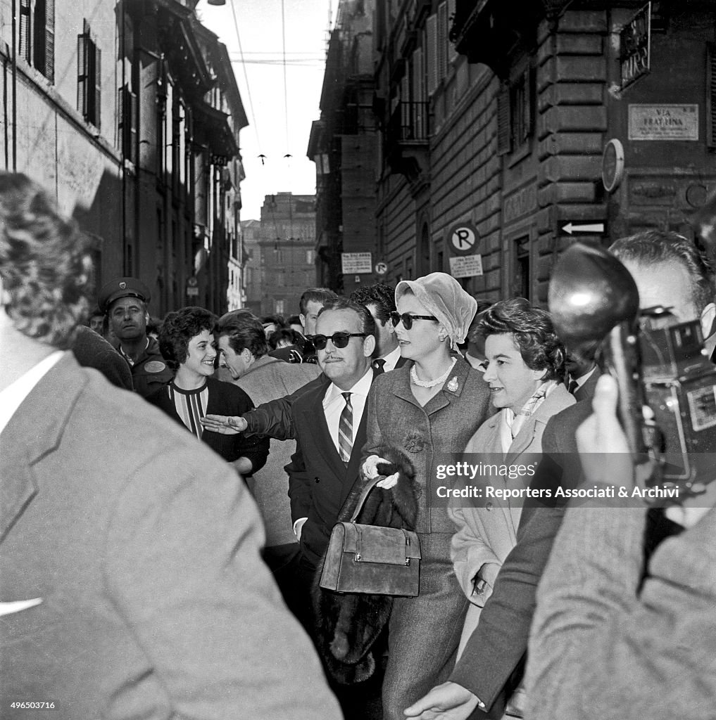 Rainier III and Grace Kelly visiting Rome