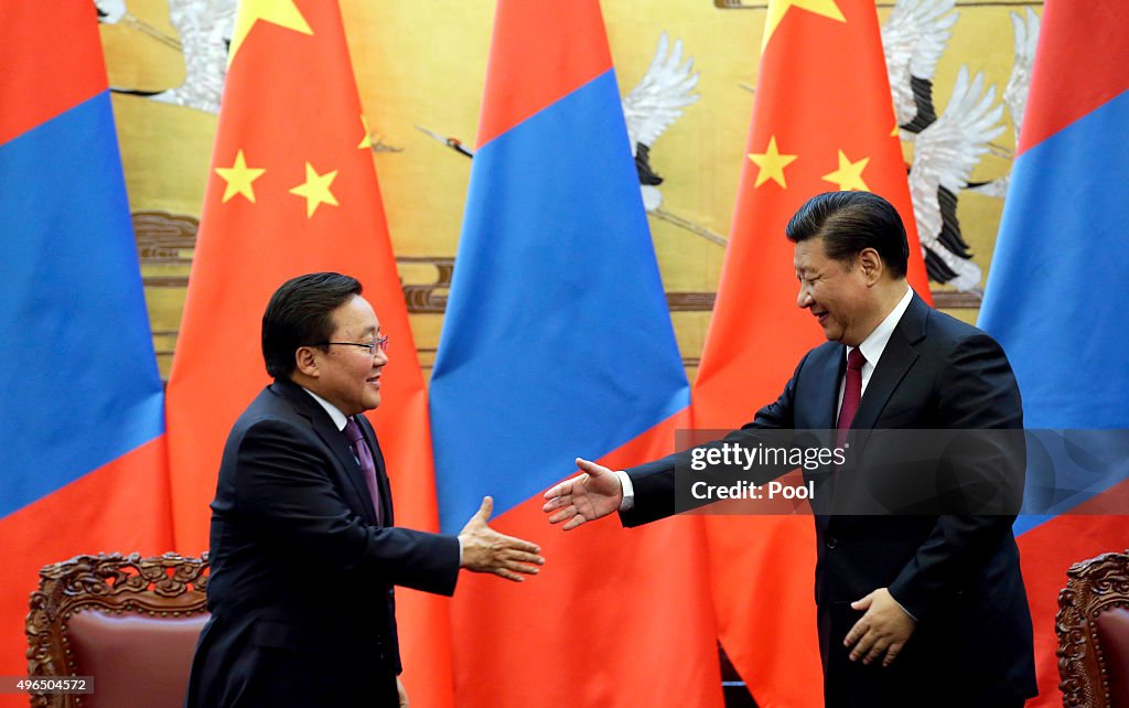Chinese President Xi Jinping Meets With Mongolian President Tsakhiagiin Elbegdorj