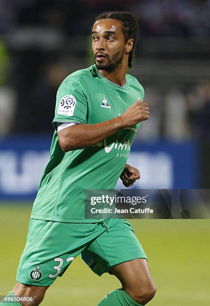 Benoit Assou-Ekotto of Saint-Etienne looks on during the French Ligue 1 match between Olympique Lyonnais and AS Saint-Etienne at Stade de Gerland on...