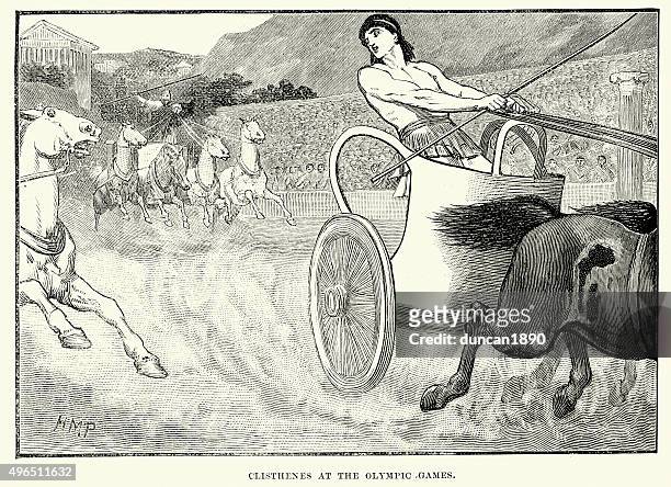 ancient greece - cleisthenes at the olympic games - ancient greece stock illustrations