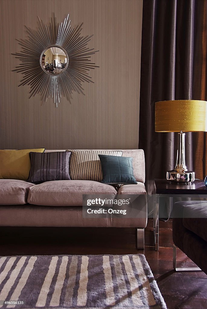 Interior Of Three Seater Sofa In Living Room High-Res Stock Photo ...