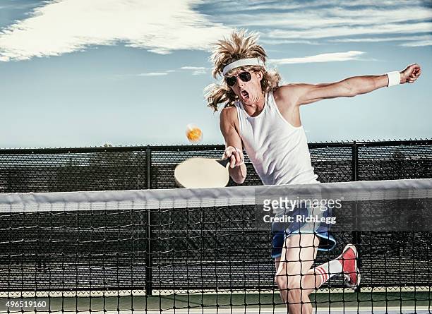 retro pickleball player - mullet haircut stock pictures, royalty-free photos & images