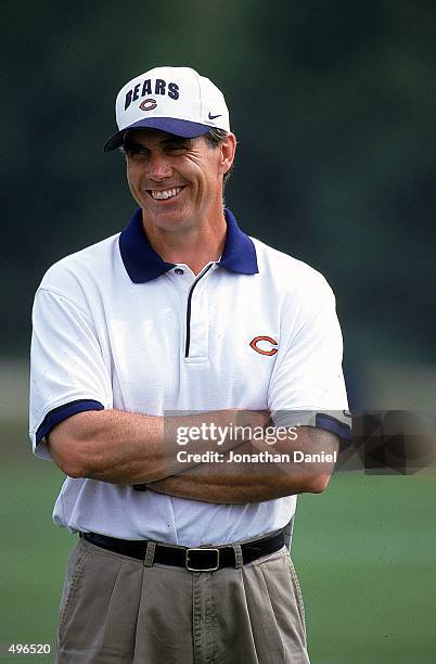 Dick Jauron of the Chicago Bears smiles from the sidelines during the Bears mini-training camp at Halas Hall in Lake Forest, Illinois. Mandatory...
