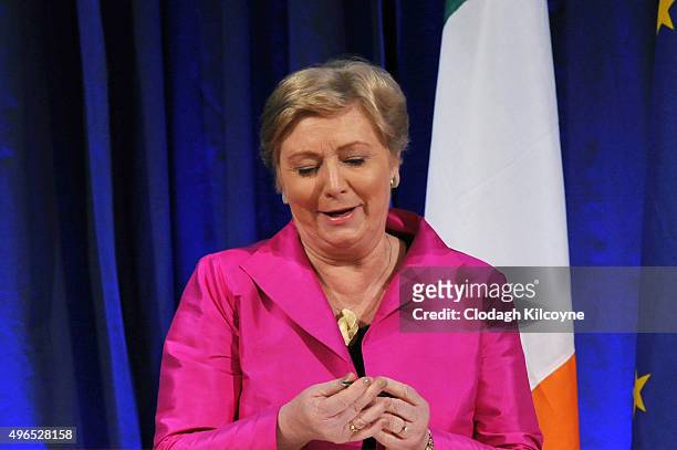 The Irish Minister for Justice and Equality, Frances Fitzgerald prepares to sign the commencement order for the Marriage Act 2015 and an accompanying...