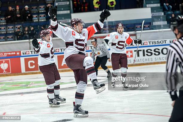 The only goal for Sparta Praha scored by Michal Cajkovsky and scored by Martin Prochazka and Jiri Cernoch during the Champions Hockey League round of...