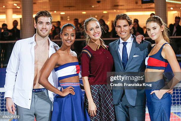 Janis Danner, Sara Nuru, Alena Gerber, Rafael Nadal and Stefanie Giesinger attend the Tommy Hilfiger X Rafael Nadal @ Breuninger on November 10, 2015...