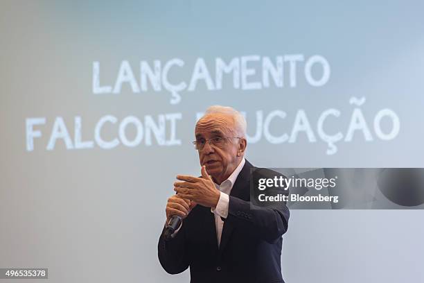 Vicente Falconi, founder of the Falconi management consulting group, speaks at the launching of the Falconi Educacao foundation in Sao Paulo, Brazil,...