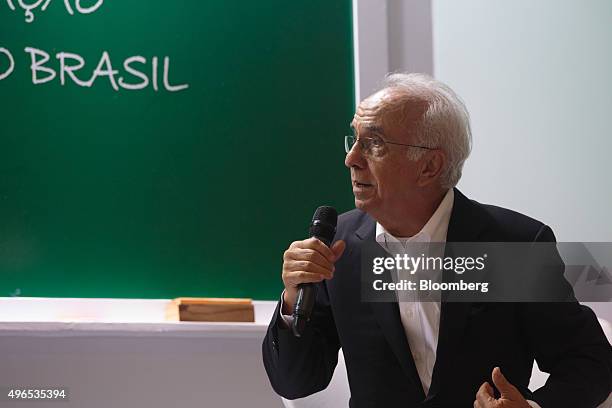 Vicente Falconi, founder of the Falconi management consulting group, speaks at the launching of the Falconi Educacao foundation in Sao Paulo, Brazil,...