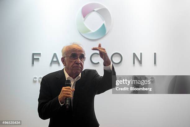 Vicente Falconi, founder of the Falconi management consulting group, speaks at the launching of the Falconi Educacao foundation in Sao Paulo, Brazil,...