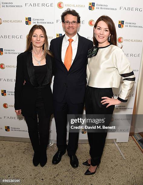 Sarah Faberge, Sean Gilbertson, CEO of Faberge and Justine Waddell attend as Kino Klassika Celebrates the 90th Anniversary of Eisenstein's Iconic...