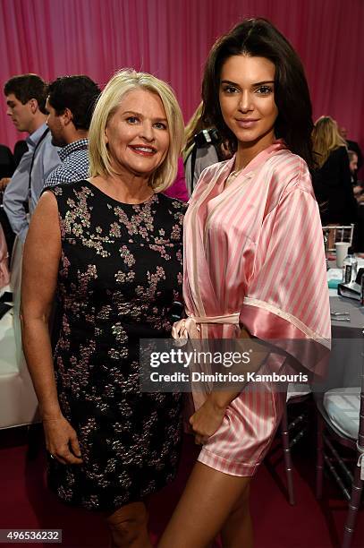 Victoria's Secret CEO Sharen Turney and Kendall Jenner backstage before the 2015 Victoria's Secret Fashion Show at Lexington Avenue Armory on...