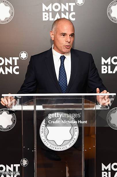 Chief Executive and President of Montblanc North America Mike Giannattasio speaks during The 24th Montblanc De La Culture Arts Patronage Award...