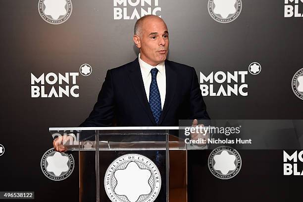 Chief Executive and President of Montblanc North America Mike Giannattasio speaks during The 24th Montblanc De La Culture Arts Patronage Award...