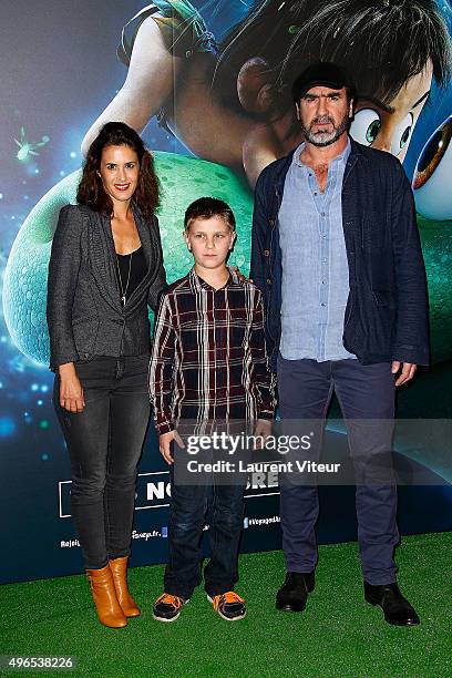 Actress Olivia Bonamy, Actor Jean-Baptiste and Actor Eric Cantona attend "Le Voyage d'Arlo - The Good Dinosaur" Paris Premiere at Le Grand Rex on...