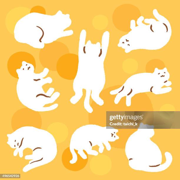 stockillustraties, clipart, cartoons en iconen met cat on sunny spot - cute japanese drawings