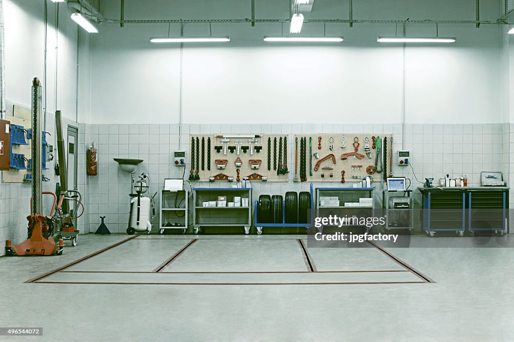 Car service repair shop interior