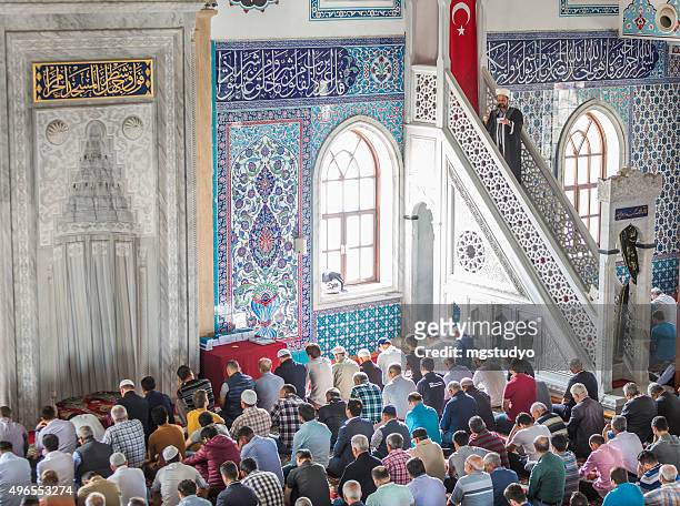 muslim friday mass prayer in turkey - namaz stock pictures, royalty-free photos & images