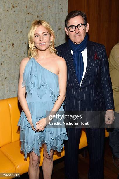 Actress Sienna Miller and honoree Peter M. Brant attend The 24th Montblanc De La Culture Arts Patronage Award at Kappo Masa on November 10, 2015 in...