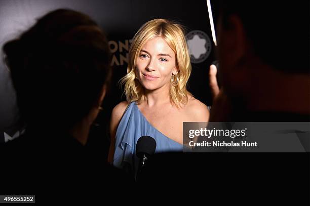 Actress Sienna Miller attends The 24th Montblanc De La Culture Arts Patronage Award honoring Peter M. Brant at Kappo Masa on November 10, 2015 in New...