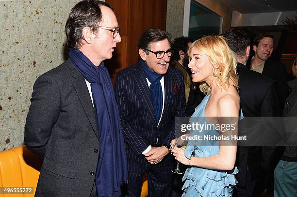 Tobias Meyer, honoree Peter M. Brant, and Sienna Miller attend The 24th Montblanc De La Culture Arts Patronage Award at Kappo Masa on November 10,...