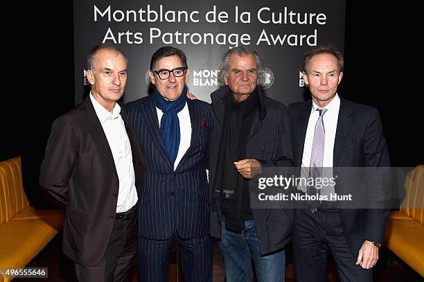 Honoree Peter M. Brant and Patrick Demarchelier, and guests attend The 24th Montblanc De La Culture Arts Patronage Award at Kappo Masa on November...