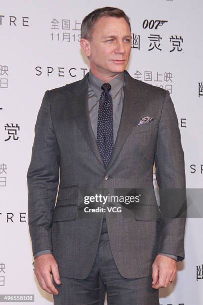 British actor Daniel Craig promotes new film "Spectre" directed by British actor and director Sam Mendes on November 10, 2015 in Beijing, China.