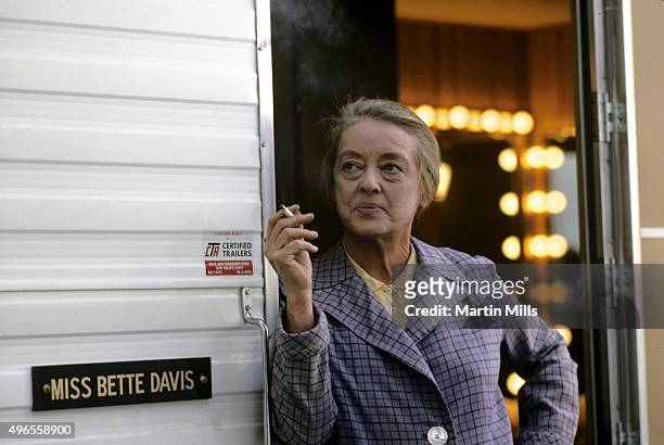 Actress Bette Davis looks on during the filming of "It Takes A Thief" in December, 1970 in Los Angeles, California.