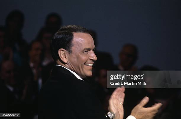 Singer and actor Frank Sinatra performs on the television special 'Francis Albert Sinatra Does His Thing' on August 15 in Los Angeles, California.