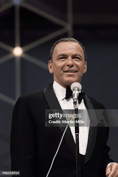 Singer and actor Frank Sinatra performs on the television special 'Francis Albert Sinatra Does His Thing' on August 15 in Los Angeles, California.