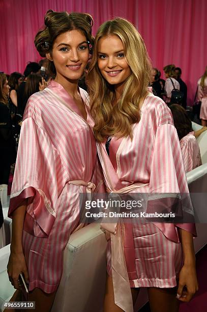 Valery Kaufman and Kate Grigorieva are seen backstage before the 2015 Victoria's Secret Fashion Show at Lexington Avenue Armory on November 10, 2015...