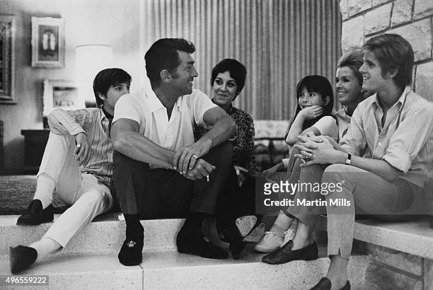 Entertainer Dean Martin with his wife Jeanne and children pose for a family portrait in 1966 in Los Angeles, California.