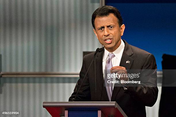 Bobby Jindal, governor of Louisiana and 2016 Republican presidential candidate, speaks during a Republican presidential candidate debate in...