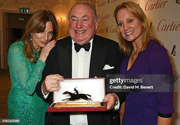 Emily Oppenheimer, Anthony Oppenheimer and Sophie Oppenheimer Lussier attend the 25th Cartier Racing Awards at The Dorchester on November 10, 2015 in...