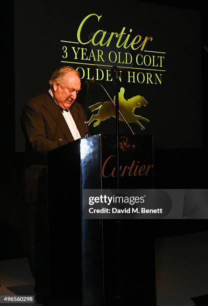 Anthony Oppenheimer accepts the 3 Year Old Colt award for "Golden Horn" at the 25th Cartier Racing Awards at The Dorchester on November 10, 2015 in...