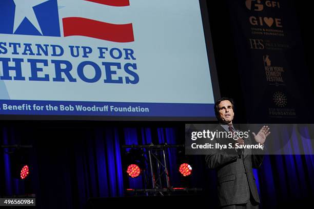 Co-founder of the Bob Woodruff Foundation Bob Woodruff speaks on stage at the New York Comedy Festival and the Bob Woodruff Foundation's 9th Annual...