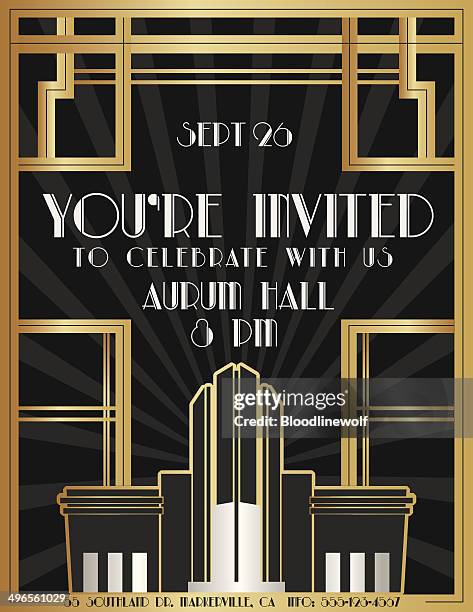 art deco invite - brass stock illustrations