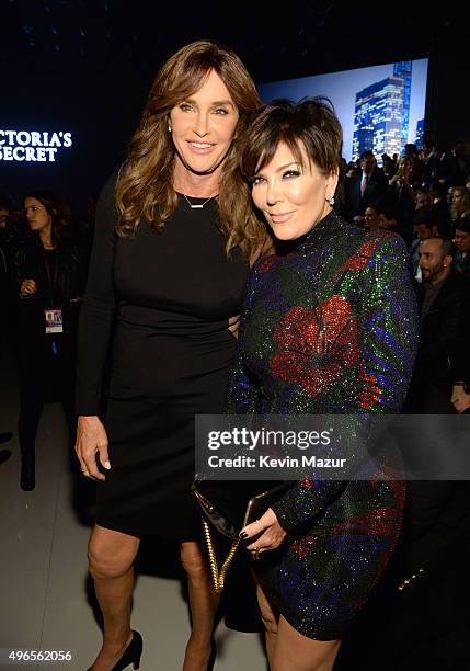 Caitlyn Jenner and Kris Jenner attend the 2015 Victoria's Secret Fashion Show at Lexington Armory on November 10, 2015 in New York City.